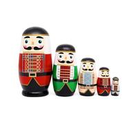 Generico Nesting Doll - Legno, 6 Pollici, Nesting Dolls, Festivo | Figurine Impilabili Di, Set Di Matrioska In Stile Russo Dipinto A Mano Per Decorazioni Natalizie, Regali Di Festa,