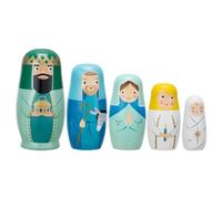 Generico Nesting Dolls - 5 Piece Wooden Jesus Set | Christmas Stacking Toy