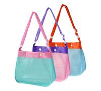 Generico Net Beach Bag, Waterproof Netted Beach Bag, Breathable Seashell Collecting Tote with Buttons Kids Sand Toy for Boys Swimming Travel Camping Outings Vacations Daily Use Birthday