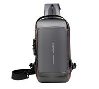 Generico New Carbon Fiber Streamline Anti-theft Sling Bag, USB Charging Sport Sling, Waterproof Shoulder Backpack, 19.99 (Gray-brown)