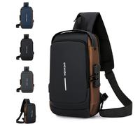 Generico New Carbon Fiber Streamline Anti-Theft Sling Bag, USB Charging Waterproof Shoulder Backpack, Sport Crossbody Bag (black gold)