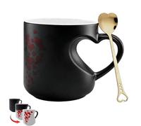 Generico New Heart-Shaped Color Changing Magic Ceramic Mug, Thermochromic Surprise Design Coffee Cup, Romantic Novelty Gift for Valentine's Christmas Mother's Day (Black)
