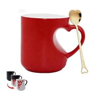 Generico New Heart-Shaped Color Changing Magic Ceramic Mug, Thermochromic Surprise Design Coffee Cup, Romantic Novelty Gift for Valentine's Christmas Mother's Day (Red)