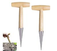 Generico New Plant Hole Digger,Hand Dibbers Garden Tool,Bulb Hand Dibbler Gardening Tool,T Wooden Handheld Garden Seed Dispenser,for all Vegetable Fruit Flower Seeds (2pcs)