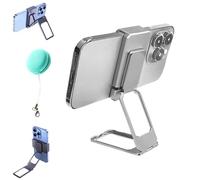 Generico New Upgraded Back Clip Type 360° Folding Bracket, Adjustable, Foldable, Case-Friendly Phone Stand with Stable Metal Base for Various Smartphones (Silver)