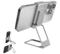 Generico New Upgraded Back Clip Type 360 Folding Bracket, Back Clip Adjustable Height and Angle Foldable Phone Stand, with Stable Metal Base, for Various of Smartphones (Silver)