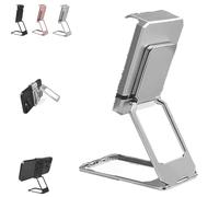 Generico New Upgraded Back Clip Type 360° Folding Bracket, Back Clip Foldable Phone Holder, Fully Adjustable Foldable Desktop Phone Holder Cradle Dock (Silvery)