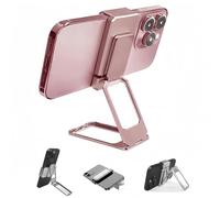 Generico New Upgraded Back Clip Type 360° Folding Bracket, Back Clip Foldable Phone Holder, Metal 360° Adjustable Cell Phone Stands Compatible with All Types Smartphones (Rose Golden)
