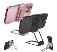 Generico New Upgraded Back Clip Type 360 Folding Bracket, Back Clip Foldable Phone Holder, Metal Double Ring Square Phone Holder, for Various of Smartphones (Black+Pink,2 Pcs)