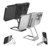 Generico New Upgraded Back Clip Type 360 Folding Bracket, Back Clip Foldable Phone Holder, Metal Double Ring Square Phone Holder, for Various of Smartphones (Silver+Black,2 Pcs)