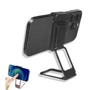 Generico New Upgraded Back Clip Type 360° Folding Bracket, Metal Double Ring Square Phone Holder, Adjustable Height and Angle Foldable Phone Stand (Black)
