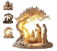 Generico Newborn Flat Christmas Scene Desktop Decoration, Christmas 2D Acrylic Nativity Scene Decorative Figurine, Centerpiece Tables Top Home Ornament (B)