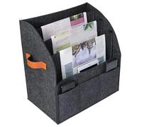 Generico Newspaper Rack - 4-Tier Foldable Felt File Organizer With 3 Pockets, Large Capacity Storage Basket | Gray Felt And Paper Rack For Home Living Room School Library Bookstore