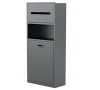 Generico Nicchia da Bagno in Acciaio Inox di Alta qualità - Elegante mobiletto portaoggetti per pattumiera e scopino, cassettiera per Club e Hotel di Lusso, Senza Piastrelle, Grigio, 65x30 cm