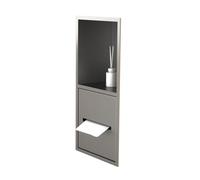 Generico Nicchia Doccia in Acciaio Inox con Porta fazzoletti, mensola da Parete piastrellabile 40x12x12,5 cm, Organizer da Bagno Impermeabile, Facile da installare, Design Grigio Resistente