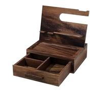 Generico Nightstand Organizer - 10in Wooden Phone Docking Station | Desk Storage Drawer Key Holder Stand with Solid Wood Polished Multi Compartment Wallet Watch Glasses Organizer for Bedroom