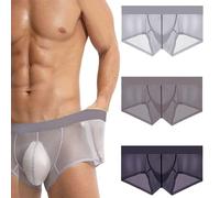 Generico Niksy Underwear, Niksy Mens Ultra-Thin Ice Silk Transparent Boxer Briefs, Men’s Sheer Underwear (Mix*3 B,3XL)