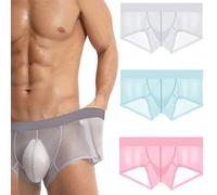 Generico Niksy Underwear, Niksy Mens Ultra-Thin Ice Silk Transparent Boxer Briefs, Men’s Sheer Underwear (Mix*3 A,XXL)