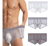 Generico Niksy Underwear, Niksy Mens Ultra-Thin Ice Silk Transparent Boxer Briefs, Men’s Sheer Underwear (Mix*3 D,M)