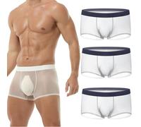 Generico Niksy Underwear, Niksy Mens Ultra-Thin Ice Silk Transparent Boxer Briefs, Sheer Underwear for Men, Cool, Breathable (White*3,3XL)