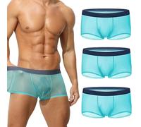 Generico Niksy Underwear, Niksy Mens Ultra-Thin Ice Silk Transparent Boxer Briefs, Sheer Underwear for Men, Cool, Breathable (Blue*3,L)