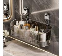 Generico No-Drill Bathroom Suction Storage Box, No Drill Bathroom Shelves Drain Rack Organizer, Adhesive Suction Cup Shower Caddy, Large Capacity & Strong Load-Bearing (Gray)