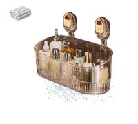 Generico No-Drill Bathroom Suction Storage Box, No Drill Corner Wall Shelf Bottom Drain, Large Capacity & Strong Load-Bearing, For Bathrooms Kitchen (gold)