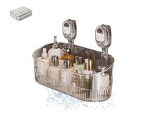 Generico No-Drill Bathroom Suction Storage Box, No Drill Corner Wall Shelf Bottom Drain, Large Capacity & Strong Load-Bearing, For Bathrooms Kitchen (Clear)