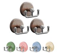 Generico No-Drill Suction Cup Hooks for Glass Doors, Wood Grain Hanger for Wreaths, Coats & Hats with Strong Adhesion, Easy Repositioning and Quick Installation (Wood,3PCS)