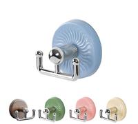 Generico No-Drill Suction Cup Hooks for Glass Doors, Wood Grain Hanger for Wreaths, Coats & Hats with Strong Adhesion, Easy Repositioning and Quick Installation (Blue,1PCS)