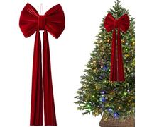 Generico Noeud pour Arbre de Noël - Grand Ornement en Velours Pré-noué | Grand Nœud Sapin Noël | pour intérieur Maison Porte Escalier Clôture Arrière-Plan Fêtes Automne Décoration