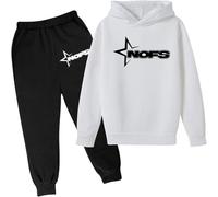 Generico NOFS Seasonal Essentials Fleece Tracksuit TUTA Unisex,Ragazzi 2 Pezzi Abbigliamento Set Los Angeles Tuta Felpa con Cappuccio e Pantaloni Y2K Hip Hop Sportiva Tuta - Bambini e ragazzi
