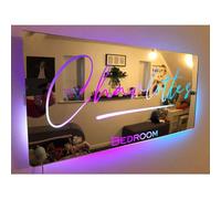 Generico Nome personalizzato Specchio per camera da letto, con luci a LED, 12 colori che cambiano luce, Per Camera Da Letto Idee Regalo, Per Natale,San Valentino,Compleanno,Matrimonio