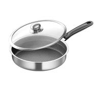 Generico Non Stick Frying Pan - 26cm 30cm Stainless Steel Induction Skillet | Kitchen Cookware With Lid | Even Heat Cooking Pans For Eggs Steak Pancakes | Home Restaurant Camping Electric Stove Use