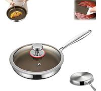 generico Nonstick Frying Pan, Titanium Alloy With Lid, Heat-Resistant Handle, Easy To Clean, For Electric Induction Stove Oven Omelette Egg Home Kitchen Cooking Restaurant Apartment (28cm)