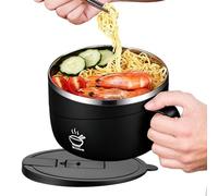 Generico Noodles | con Foro di Scolo e Piastra Anti-Ustione | con Coperchio, Manico e Rivestimento in Acciaio per Avena,Per Cereali, Fiocchi d'Avena e Noodle