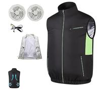 Generico Noraui Storm Fan Jacket, Jacket Fans Vest for Men With Two Fans, for Hot Weather Stay Cool Men Women (Black,XXL)
