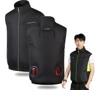 Generico Noraui Storm Fan Jacket, Japanese Fan Jacket, Summer Air-Conditioned Ice Cooling Vests, Stay Cooling Workwear with 2 Fans (Black,M)