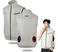 Generico Noraui Storm Fan Jacket, Japanese Fan Jacket, Summer Air-Conditioned Ice Cooling Vests, Stay Cooling Workwear with 2 Fans (Beige,M)