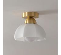 Generico Nordic Ceiling Lamp with Fabric Shade Gold Ceiling Light Copper Base Ceiling Lighting for Bedroom Hallway Laundry Room