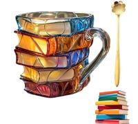 Generico Novelty 3D Painted Books Coffee Mug,Unique Books Stack Coffee Cup,Colored Resin Book Coffee Mug,Collection Gifts for Literature Lovers Book Lovers