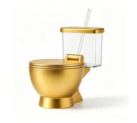 Generico Novelty Gold Toilet Ramen Bowl with Drink Cup and Straw, Funny Party Dish (1PCS)
