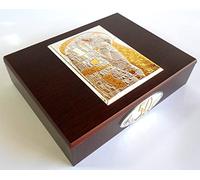 Generico NOZZE D'ORO 50° ANNIVERSARIO DI MATRIMONIO ARGENTO cm9x4 IL BACIO DI KLIMT ARGENTO cm15x11 COFANETTO PORTAGIOIE LEGNO cm24x20x6 -> TUO IN 48h