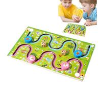 Generico Number Maze Puzzle, Wooden Car Track, Kids Counting Toy, Interactive Learning Game Handcrafted Design Vibrant Colors for Early Childhood Education, 11.81x11.81x1.3 Inches