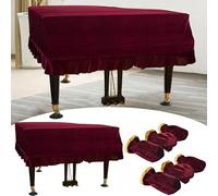 Generico Nuovo Copertura per Pianoforte a Coda in Velluto,Copertura Antipolvere per Pianoforte, Panno Protettivo per Pianoforte a Coda Decorativo,con 6 Copri Pedali Pianoforte A 180CM