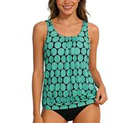 Generico Nuovo Costumi da Bagno Due Pezzi Tankini Bikini a Vita Alta con Slip per Spiaggia e Piscina Stile e Confortevole Set acque cristalline Parasole Estivo e Aperto (Green, XXXL)