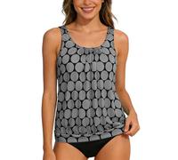 Generico Nuovo Costumi da Bagno Due Pezzi Tankini Bikini a Vita Alta con Slip per Spiaggia e Piscina Stile e Confortevole Set acque cristalline Parasole Estivo e Aperto (Grey, XXL)