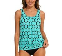 Generico Nuovo Costumi da Bagno Due Pezzi Tankini Bikini a Vita Alta con Slip per Spiaggia e Piscina Stile e Confortevole Set acque cristalline Parasole Estivo e Aperto (Mint Green, L)