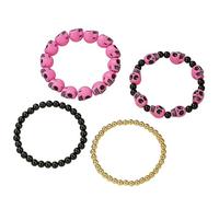 Generico Nuovo set di braccialetti di Halloween, set di braccialette stregonali merce malvagia, divertenti s-et di bracciali Halloween di pipistrello di zucca, perla di argilla regolabile festosa (e)