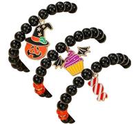 Generico Nuovo set di braccialetti di Halloween, set di braccialette stregonali merce malvagia, divertenti s-et di bracciali Halloween di pipistrello di zucca, perla di argilla regolabile festosa (g)